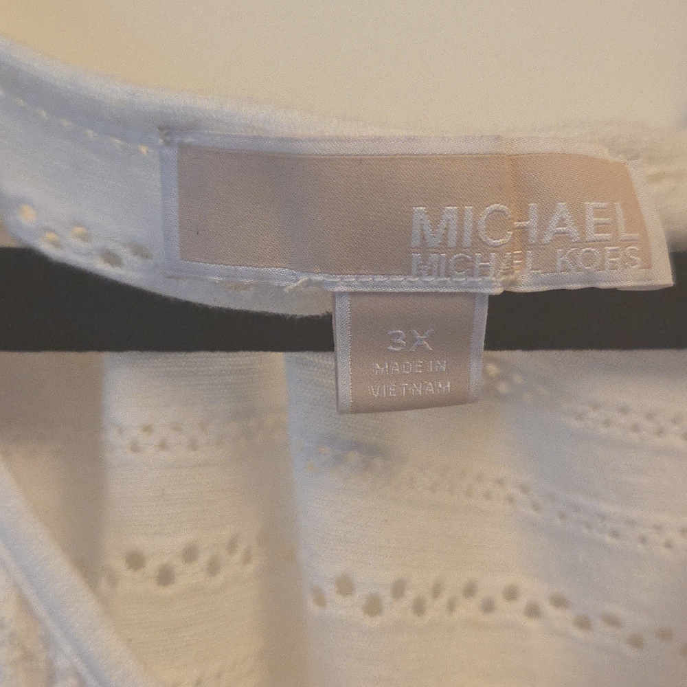 Michael Kors White Cold-Shoulder Tie-Front Knit Tunic Top - 3X - Picture 7 of 11